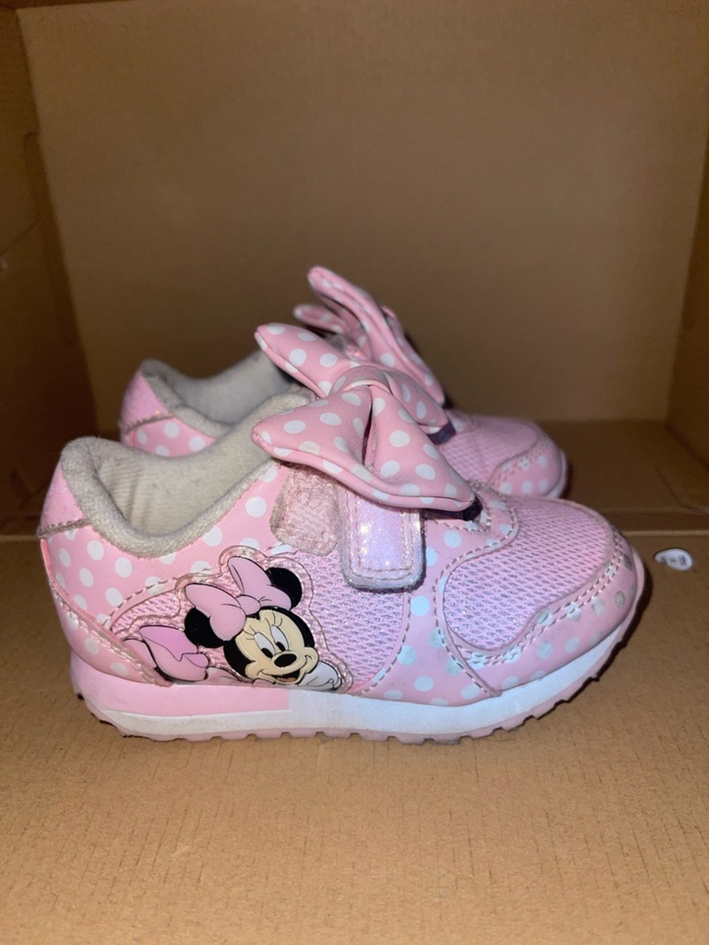 Disney Pink Polka Dot Minnie Mouse Toddler Sneakers with Bow